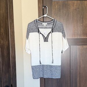 Christopher & Banks Women’s Black/White Short Sleeve Sweater Size Medium NWT